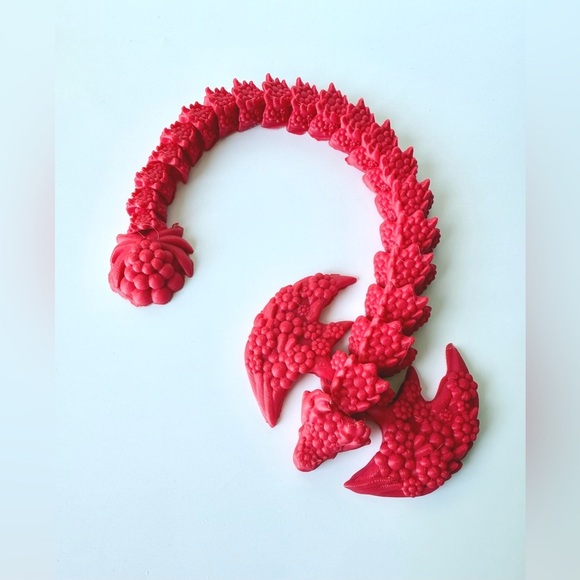 Red Dragon Figurine 3D-printed articulated "Rose Dragon" fidget toy - Picture 2 of 4